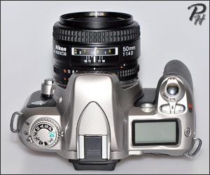Nikon F75 camera top view